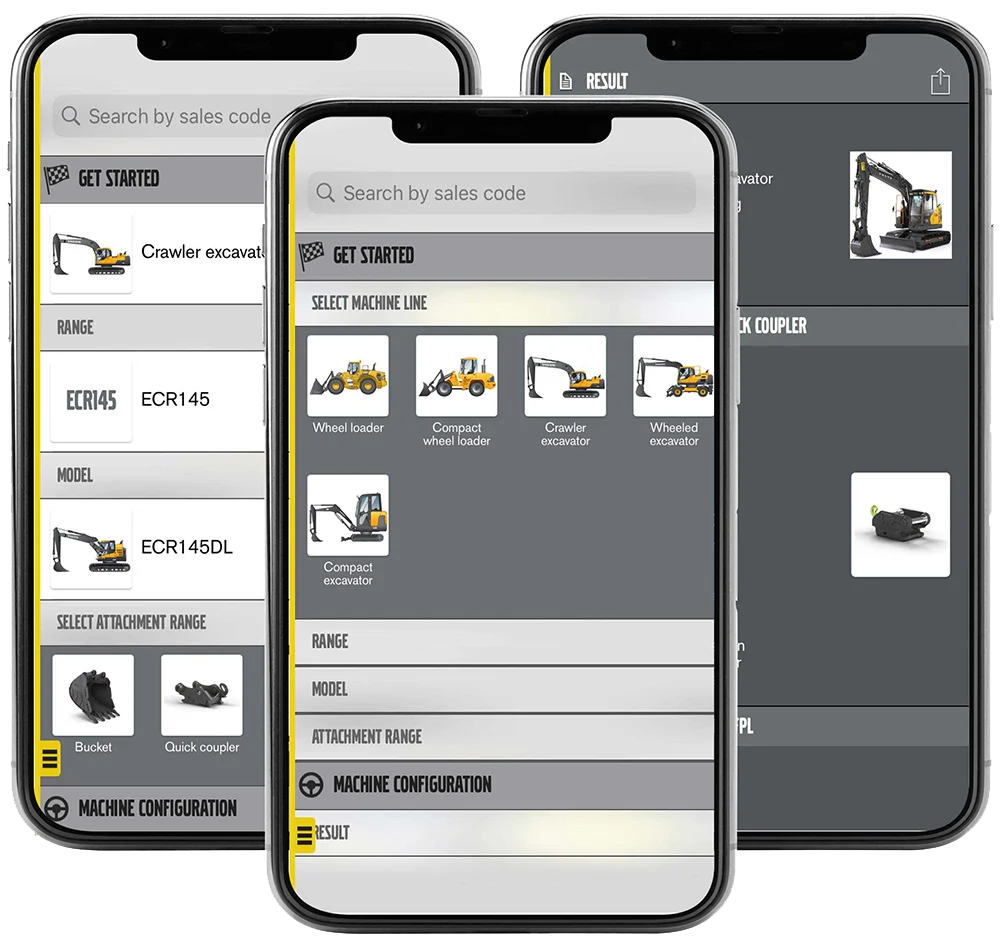 Volvo Attachment Selector App - v&auml;lj r&auml;tt redskap till din Volvo CE-maskin
