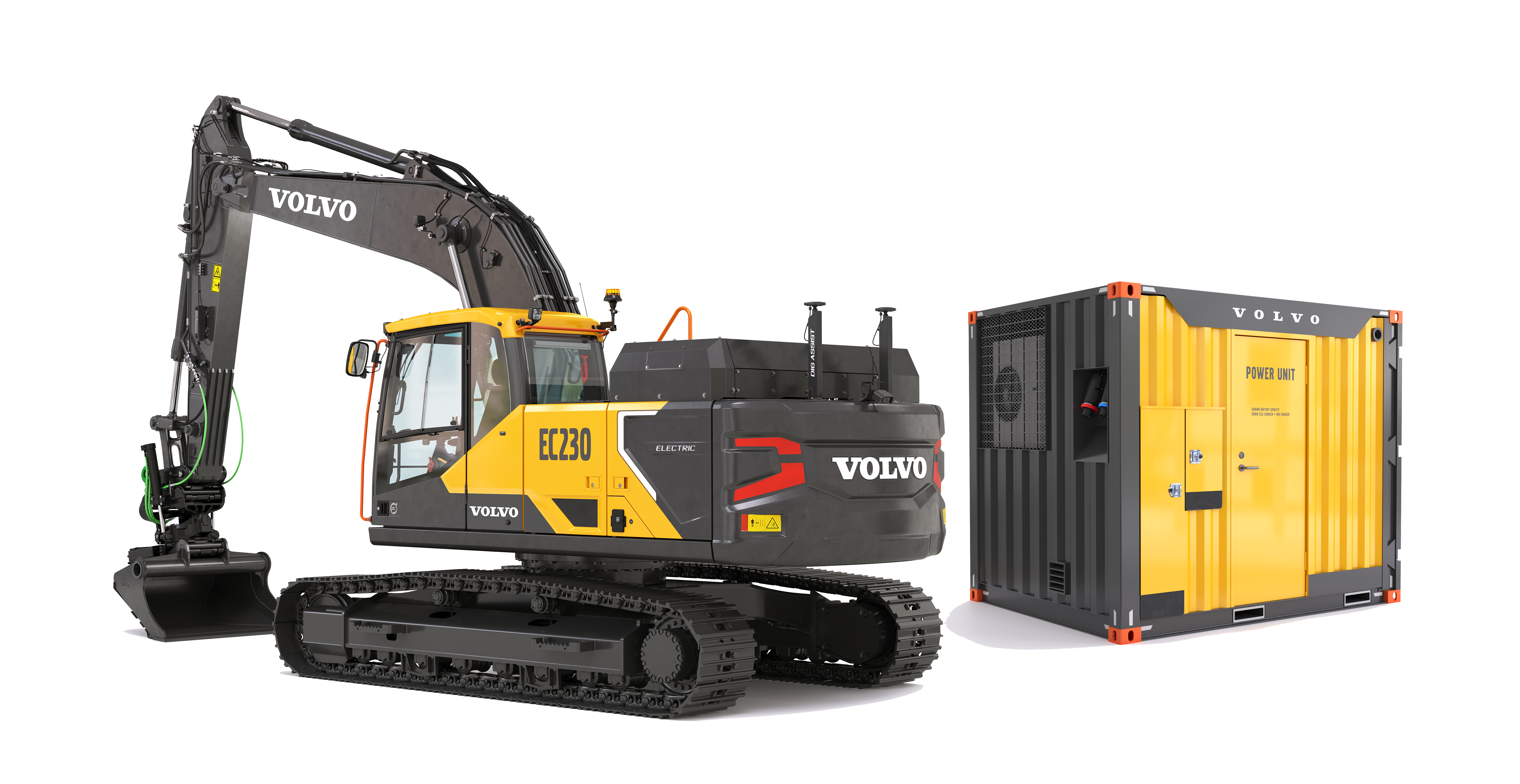 Volvo EC230 Electric och PU500 batterienergilager (BESS)