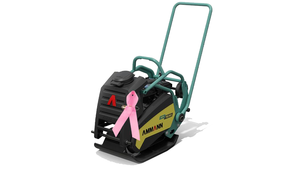 Amman APF 15/40 vibroplatta - markvibrator - padda till f&ouml;rm&aring;n f&ouml;r Br&ouml;stcancerf&ouml;rbundet - rosa bandet